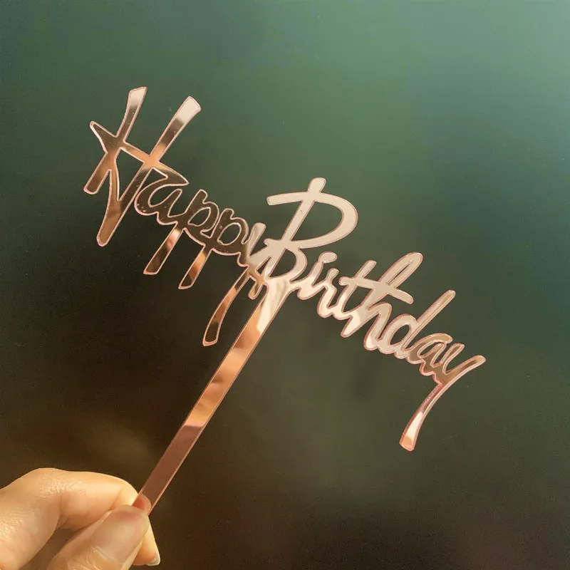 Новые акриловые топперы для торта на день рождения золотые и розовые кексов