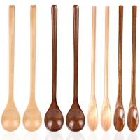 8 pcs wooden spoonlong handle wood spoons cocktail mixing spoons stirring coffee soup iced tea used for kitchen cooking