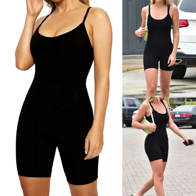 

Short Romper Jumpsuit Leotard Sleeveless Top Women Stretch Blouse Lady Bodysuit /BY