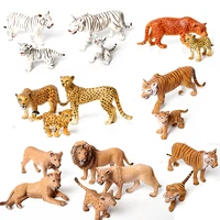 genuine wild animal kingdom white tigeress leopard lion panther animal figures with cubmodel educational toys cake toppers