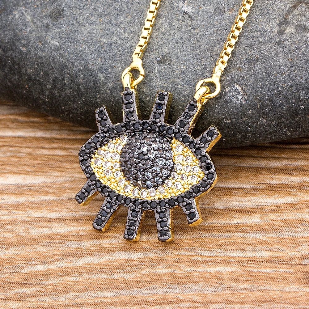 Ожерелье с кулоном Стразы для мужчин и женщин медь кубический цирконий сглаза