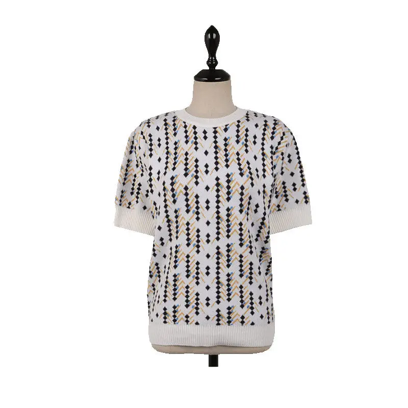 

Ice Silk Sweater summer short-sleeved spring 2021 new korean-chinese sleeve with bottom shirt spring and autumn half-sleeved Blo