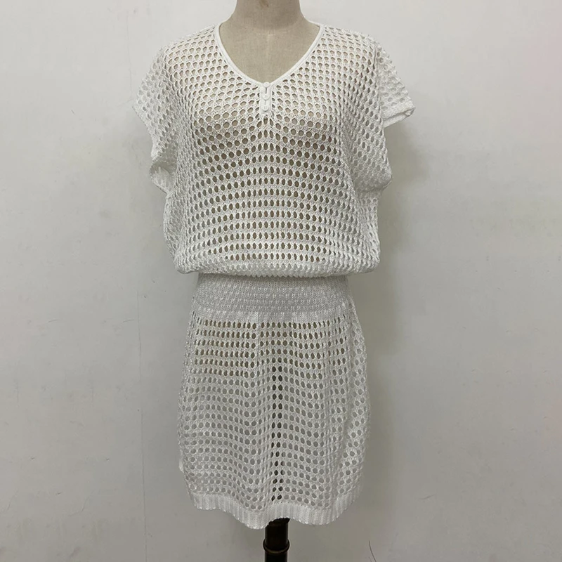 

Knitted Mesh Hollow Beach Cover Up Summer Holiday Bikini Tunic Sarong Cover Up Bathing Swimsuit Cover Up Suit Women Beachwear