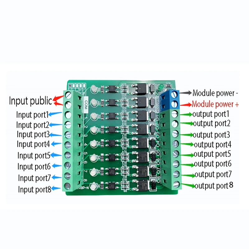 1 ~ 8 канальный электромагнитный клапан оптрон изоляционный модуль релейная плата