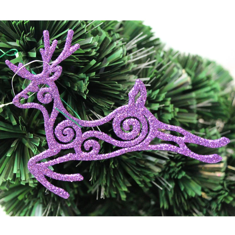 Purple ; Новое поступление; одежда для рождественских праздников; рисунок лося елочные украшения 13x11 см; серебристые и фиолетовый цвет бег олень Рождественская елка висячие украшения Рождественская Ночная одежда с принтом «Merry Xmas - Цвет: Purple