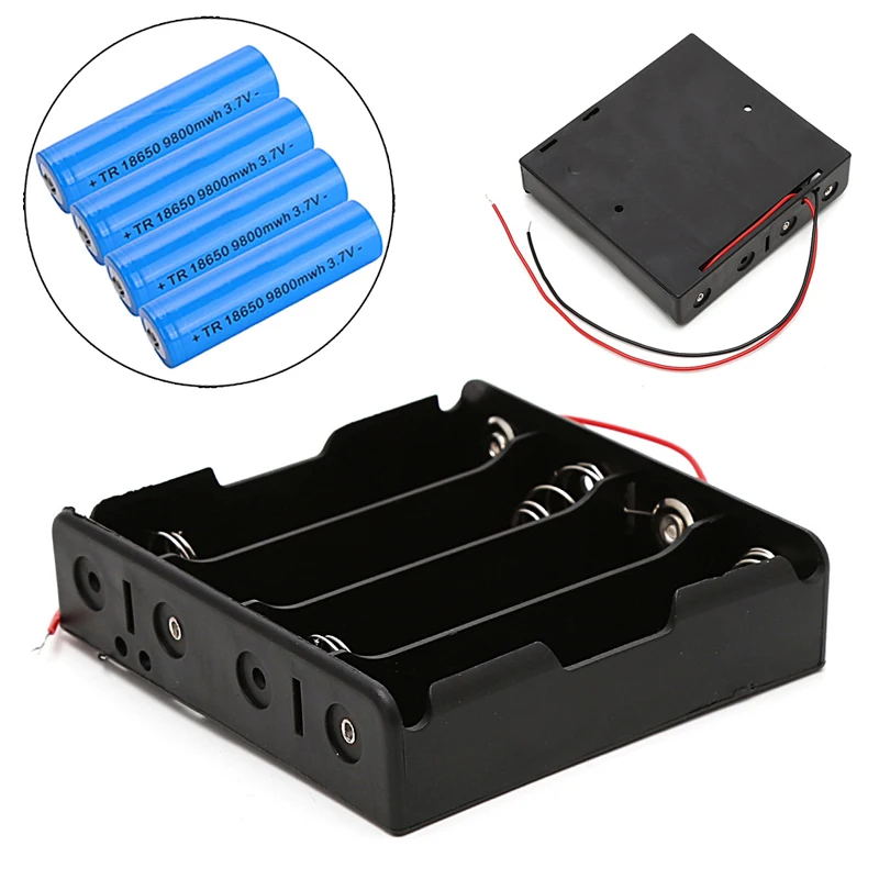 5 Pcs 18650 Rechargeable Battery 3.7V Clip Holder Box Case With Wire Lead |