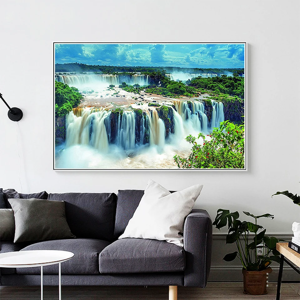 

Картина из страз «Водопад» 5D «сделай сам», картина стразы, Набор для вышивки крестиком, полный семейный подарок, украшение для дома