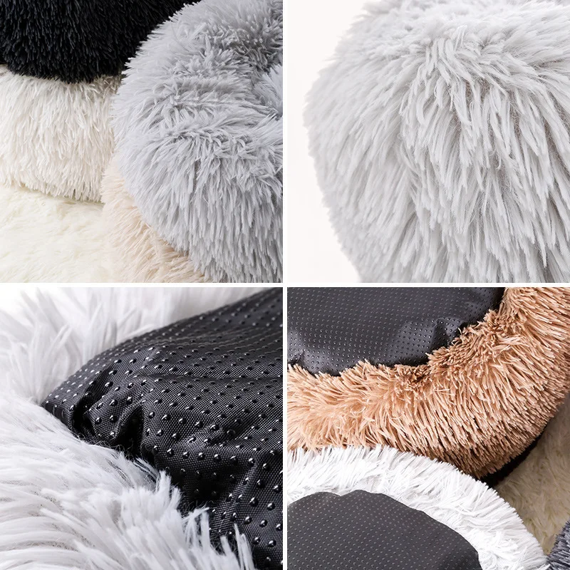 

2020 Fluffy Round Long Plush Pet Dog Bed Mat Washable Winter Warm Sleeping Cats Puppy Sofa Bed House Cushion Pets Supplies