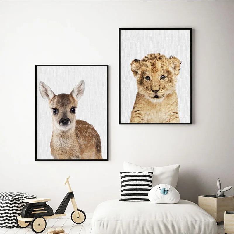 Скандинавская декорация для дома детские животные холст плакаты принты корова