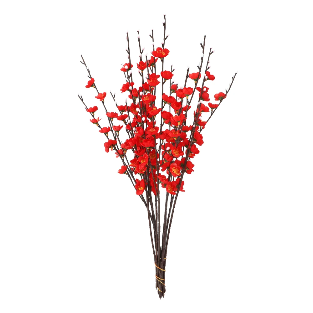 

Wedding Party Bouquet Silk Flowers Floral Décor Home Decor Plum Blossom Red 56cm Durable Wire Wrapped With Plastics Branch