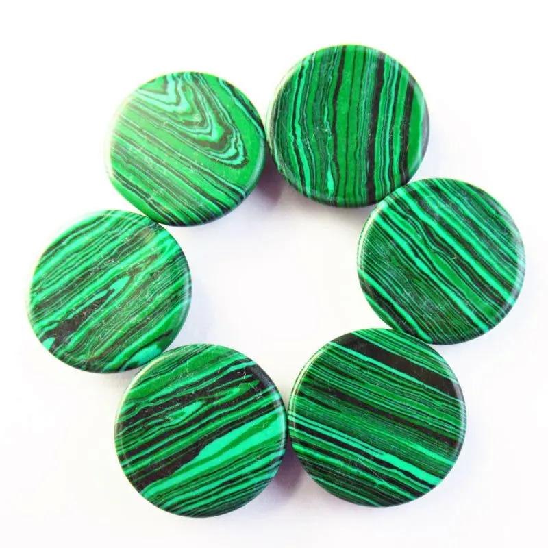 

Free Shipping 6pcs 20x7mm Man-made Malachite Round Cab Cabochon Fashion Jewelry