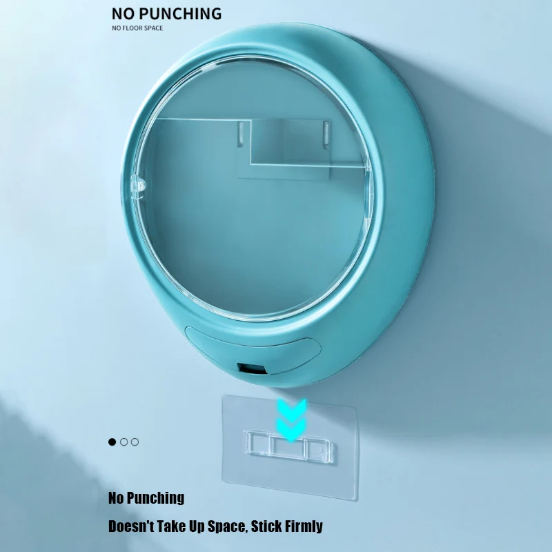 

NEW Bathroom Wall-mounted Makeup Holder Round Cosmetic Storage Box Jewelry Organizer for Women Skin Care Beauty Rack