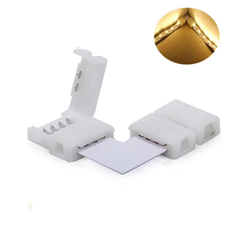 

Led 10mm 4 Pinl RGB 10m5050 2835/3528 Rgb Connector LED Strip Light Angle Corner Connecting Right Shape for Home Bar Wall Decor
