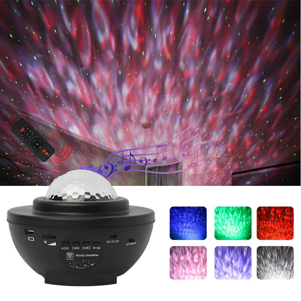 

USB LED light Galaxy Projector Ocean Wave Night Light Music Player Remote Star Rotating Night Lights Luminaria For Bedroom Lamp