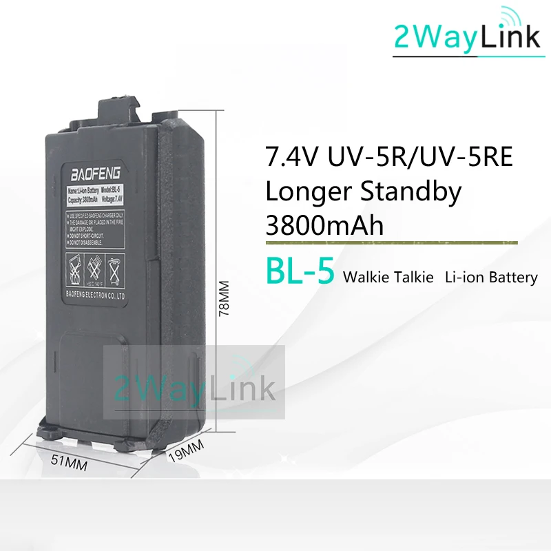 3800mAh Горячая BL-5 батарея 3800 мАч Baofeng UV-5R батарея для DM-5R Plus UV 5R uv5r UV-5RE 5RE Совместимость с RT-5R RT5R 1800 мАч опционально - Цвет: 3800mAh