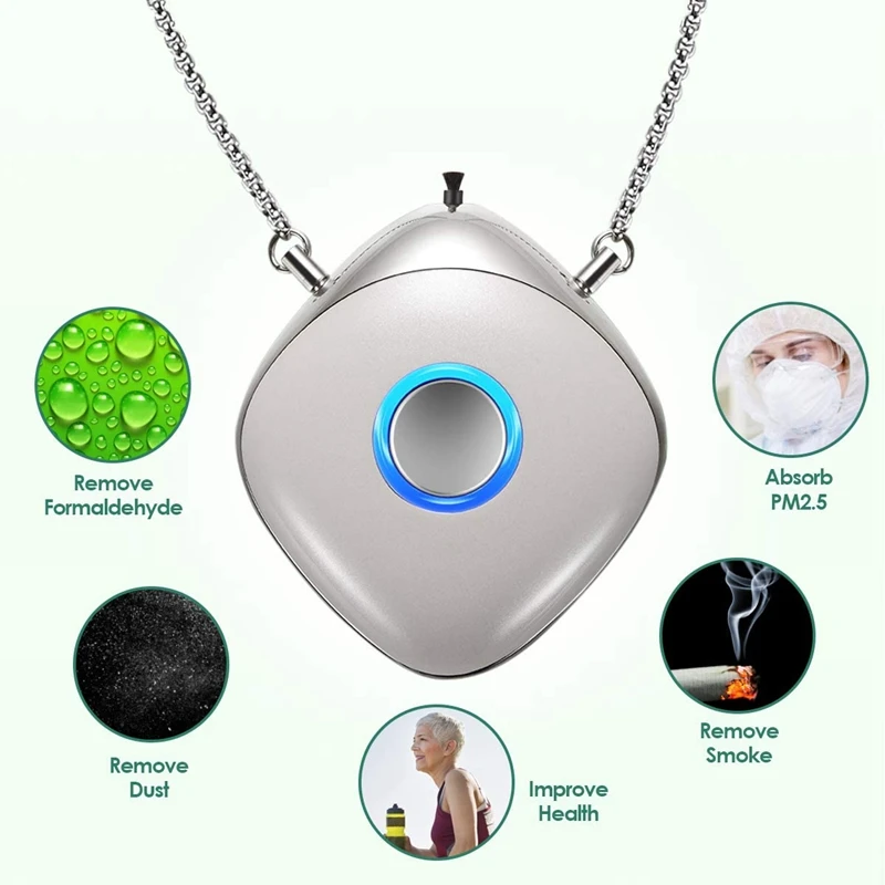 

Personal Wearable Air Purifier Necklace USB Mini Portable Air Freshner Ionizer Negative Ion Generator