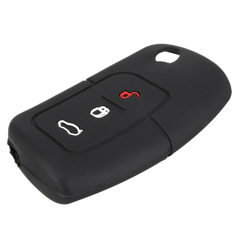 1pc Silicone Key Case Cover Black 3 Button For Ford Fiesta Focus Mondeo Falcon C-Max Eco Sport Galaxy Territory | Автомобили и