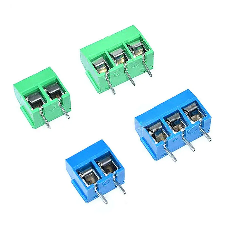 10Pcs/lot KF301-5.0MM 2P KF301-3P Pitch 5.0mm Straight Pin 2P 3P 4P Screw PCB Terminal Block Connector Blue Green