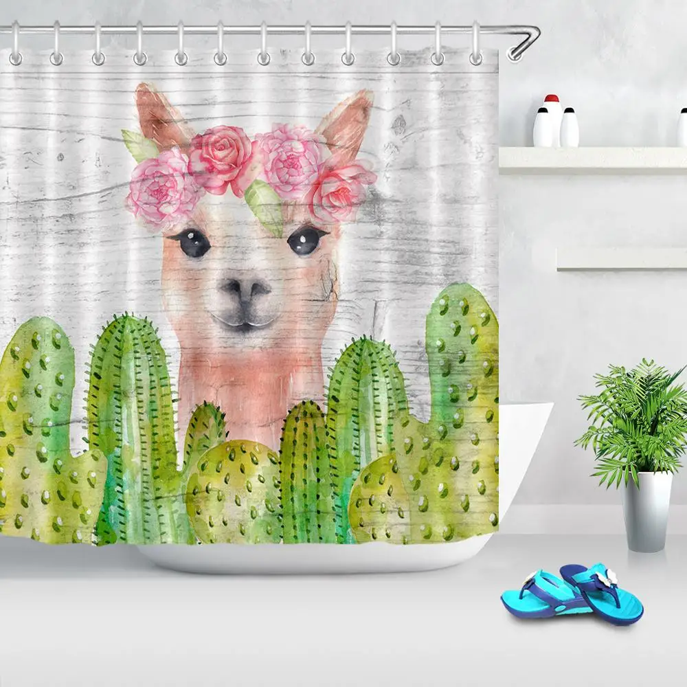 Кактус Альпака деревянная текстура ванная комната занавеска для душа полиэстер