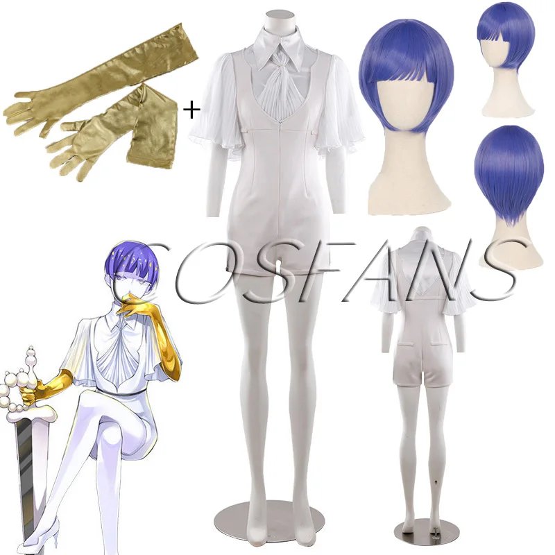 Land of the Lustrous Phosphophyllite Moon Shirt Suspenders Jumpsuits Uniform Outfit Anime Customize Cosplay Costumes Wigs  shoes