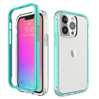 360 full body crystal transparent silicon case iphone 11 12 13 pro max colorful tpupc bumper hybrid anti shock armor phone case