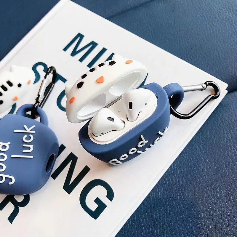 Силиконовый чехол с 3D рисунком кота для беспроводных Bluetooth наушников AirPods 2