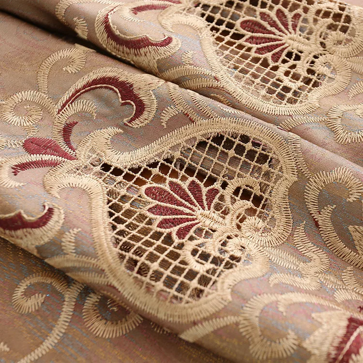 

Curtains for Living Room Fabric Bedroom Luxury Custom European Finished Gold Luxury Villa Water Soluble Embroidery