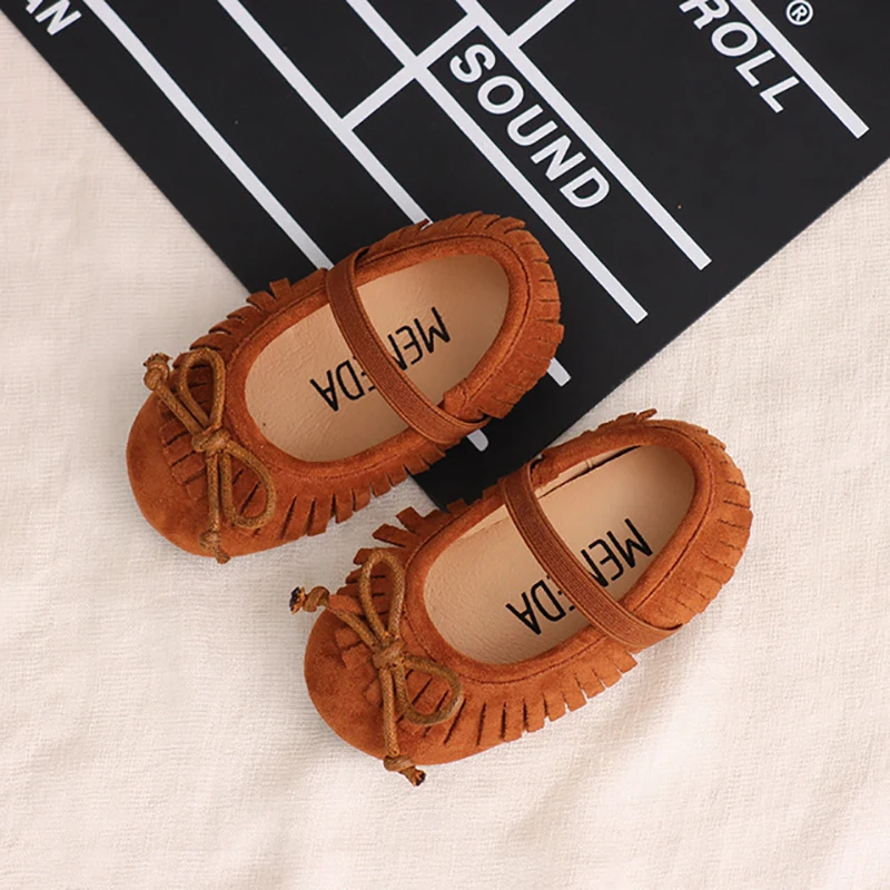

Dolakids Spring and Autumn new girls'leather shoes baby princess shoes children Fringed casual shoes