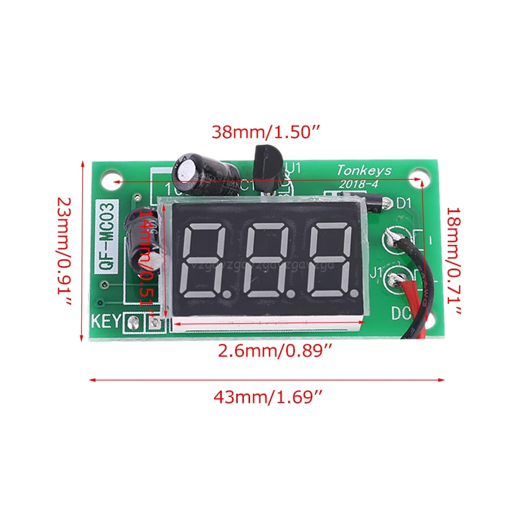DC 12V Мощность счётчик модуль аккумулятор 3 Бит Красный 0.36in цифровая трубка
