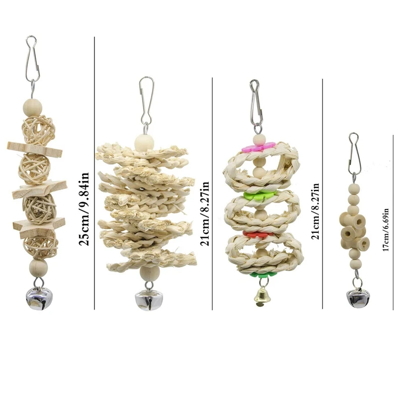7 упаковок птица попугай качели жевательные игрушки подвесной Колокольчик из