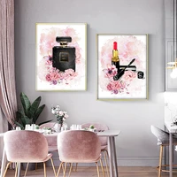 rhinestone mosaic pink flower perfume fashion lady diamond painting makeup art painting wall modern girl room home decor