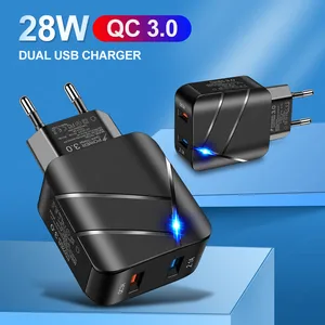 Зарядное устройство USB Quick Charge 3,0 2 порта QC4.0 Быстрая зарядка для iPhone Samsung Xiaomi Huawei Tablet Smart Phone LED Lighting Adapter