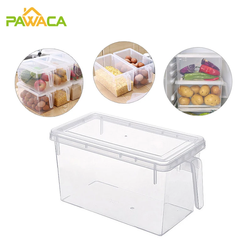 Refrigerator Organizer Bins Food Storage Container with Lid Handle Fresh-Keeping Case Reusable Fridge Crisper Clear Plastic Box | Дом и сад