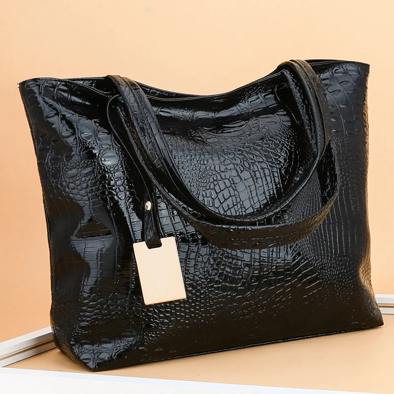 

2021 New Brand Fashion Casual Women Shoulder Bags Silver Gold Black Crocodile Handbag Pu Leather Female Tote Bag Ladies Hand Bag