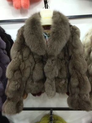 gray Низкая цена, новинка, зимняя женская куртка из натурального Лисьего меха с воротником из лисьего меха, Женское пальто из натурального меха, верхняя одежда, пальто, одежда - Цвет: gray