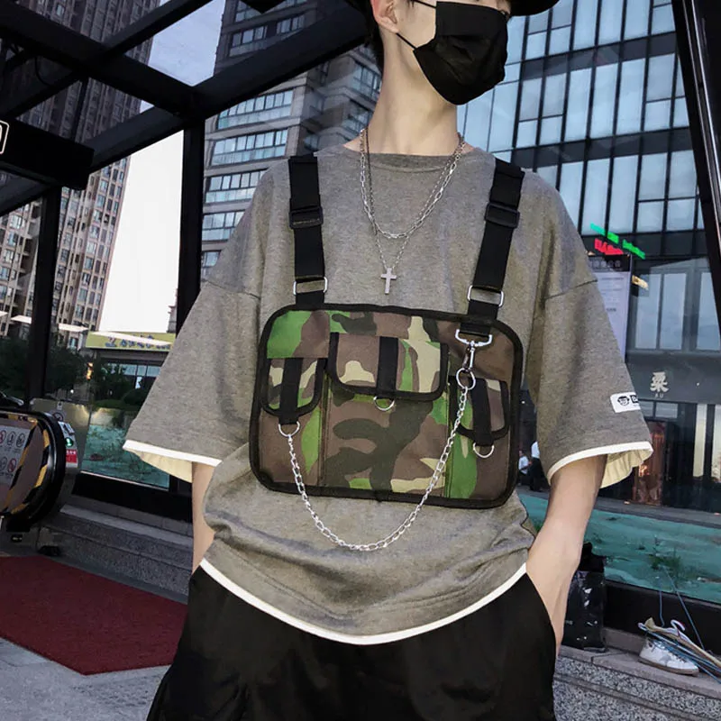 Нагрудная сумка для мужчин в стиле хип-хоп нагрудная жилет мужская и женская