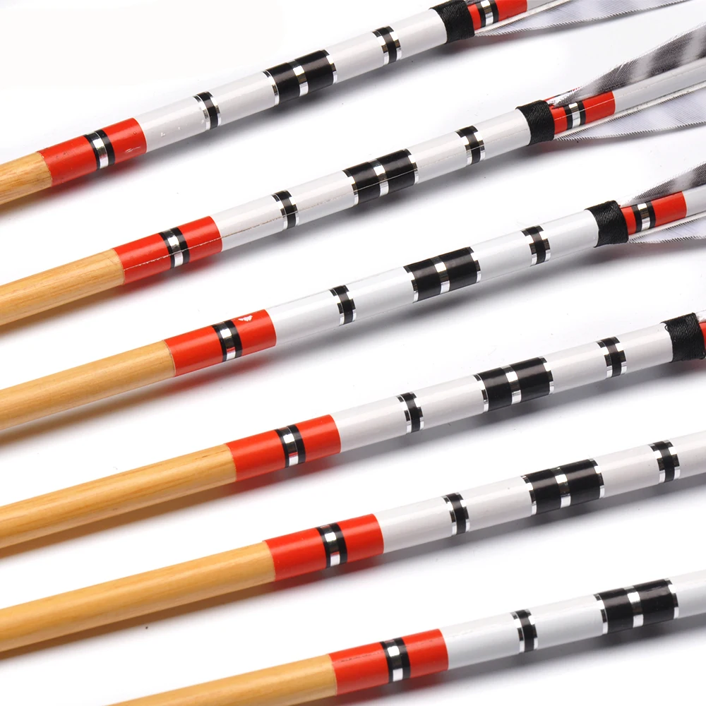 6/12/24Pcs Spine 500 Diameter 8.5mm Wooden Pine Arrow AndTurkey Feather For Recurve Compound Bow Longbow Archery Shooting | Спорт и