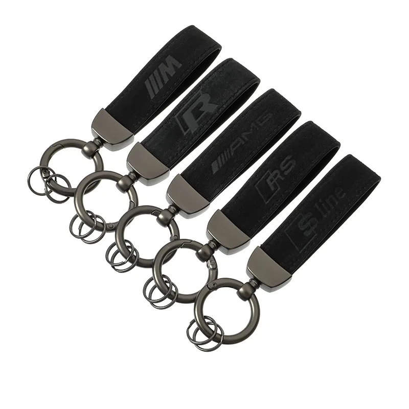 

Alcantara Suede Leather Keychain Keyring Car Logo Key Chain for BMW Audi Benz