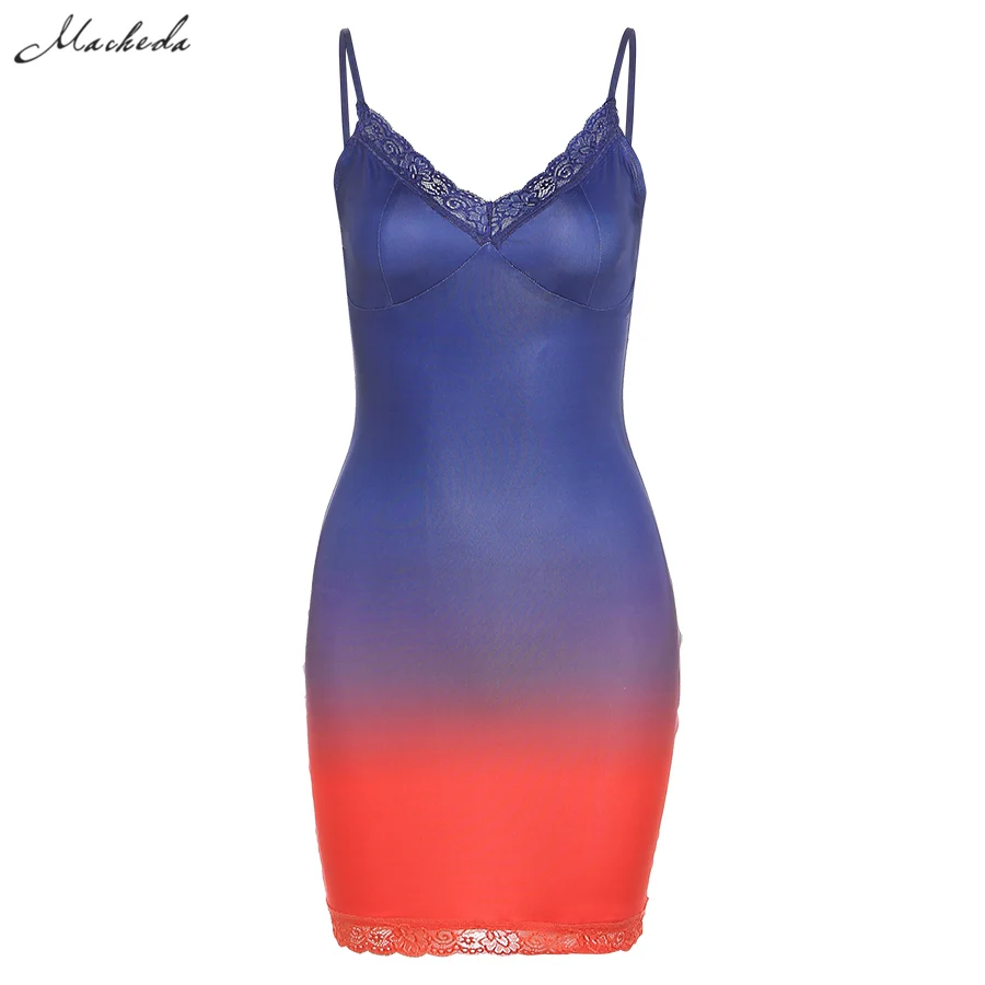 

Macheda Summer Sexy Lace Slim Sling Bodycon Dress Women Fashion Sleeveless V Neck Clothing Lady Vacation Mini Dresses 2021 New