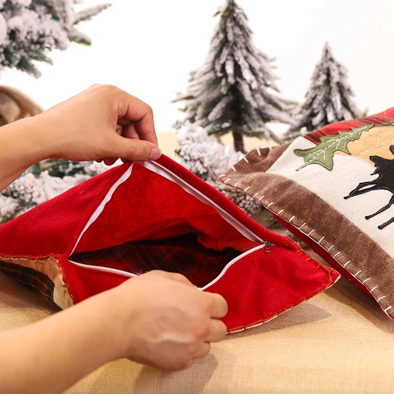 

1Pcs Christmas Elk Pattern Pillow Covers Throw Pillow Case Daily Decorations Sofa Throw Pillow Case Cushion Covers