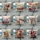 Новогодняя Рождественская елка, лось, Санта-Клаус, рисунок, искусственный диван, Рождественский Декор, домашняя вечерние, декоративная наволочка