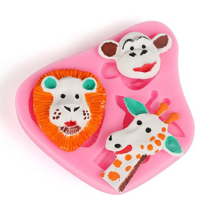 Помадка ремесло торт плесень 3D Обезьяна Жираф Лев Форма Силиконовые формы