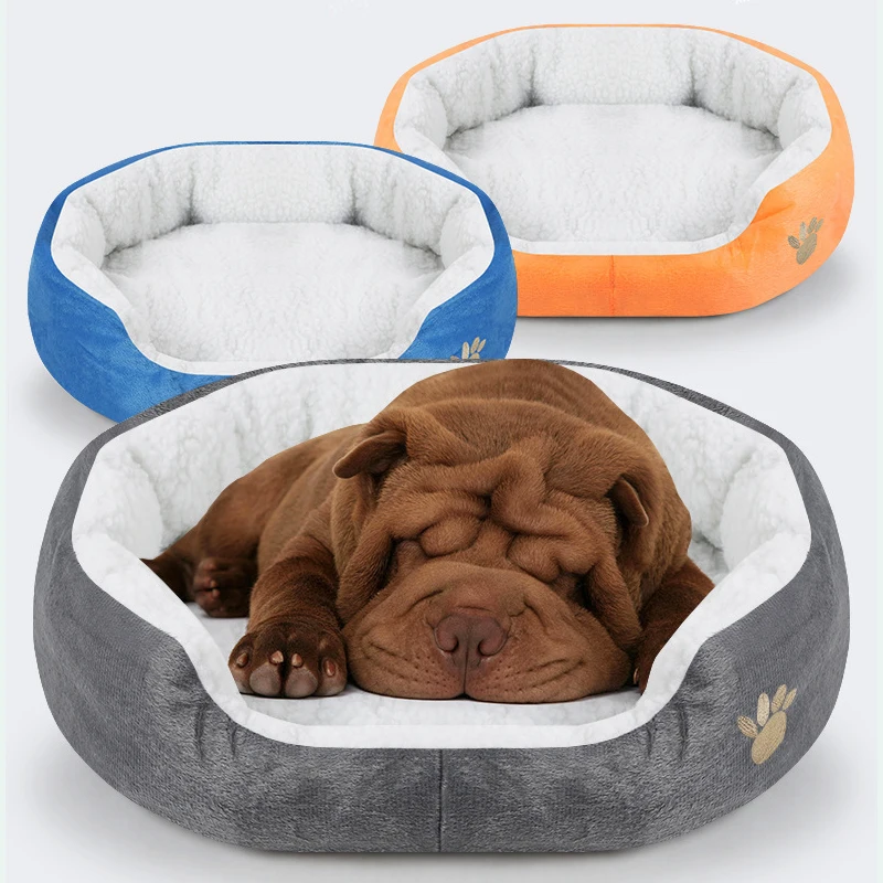 

New Dog Beds For Large Dogs Cashmere Warming Pet Dog Bed Sofa Lounger Cat Nest Baskets Plush Kennel Bed Comfortable Pet Supplies