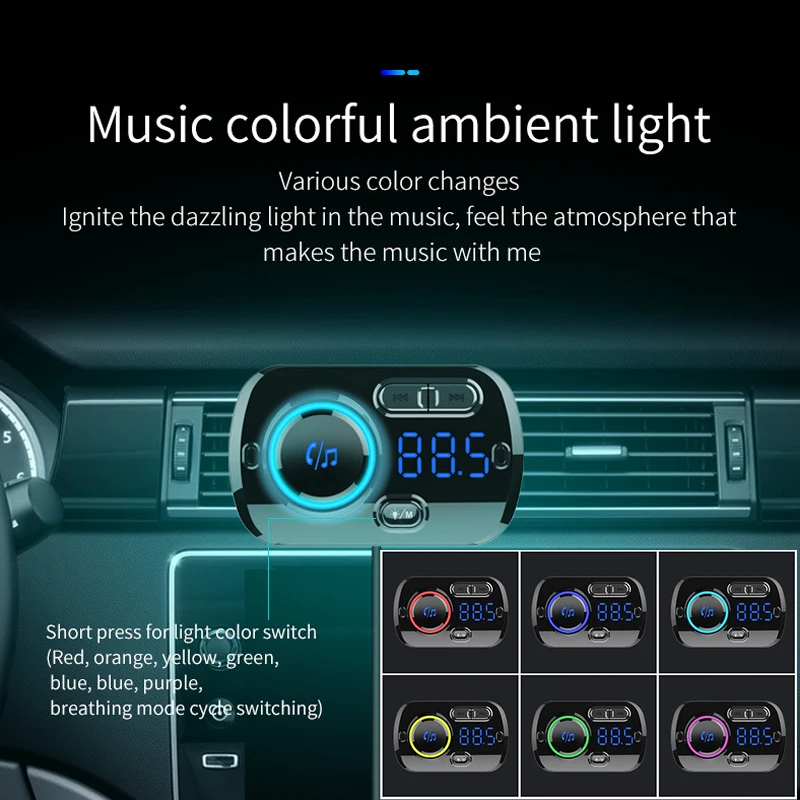 Автомобильный Bluetooth MP3-плеер fm-передатчик с громкой связью USB быстрое зарядное