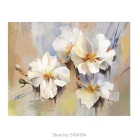 100 hand painted abstract white flower art painting on canvas wall art wall adornment picture painting for live room home decor