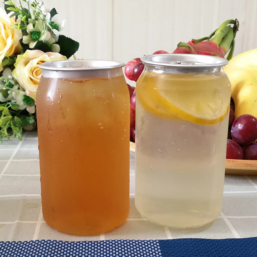 

10Pcs Disposable Ring-Pull Can Beverage Bottles PET Water Bottles Milk Tea Bottles Drinking Packaging Bottles Clear Milk Tea Cup