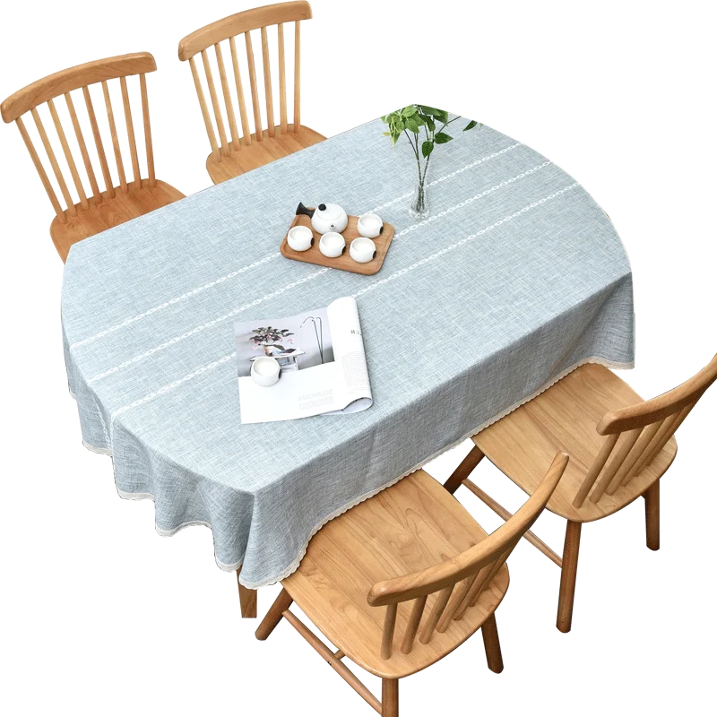 high quality luxury cotton Linen melange Table cloth lace selvage embroidery Thick hotel Wedding Dining oval Cloth Cover | Дом и сад