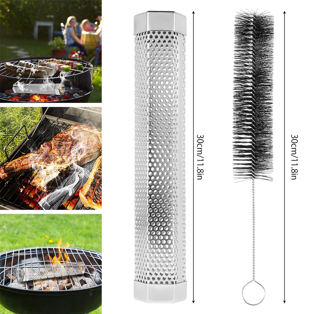 round stainless steel granule pipe barbecue tool accessories smoke generator absorb smoking network tube kitchen outdoor cooking free global shipping