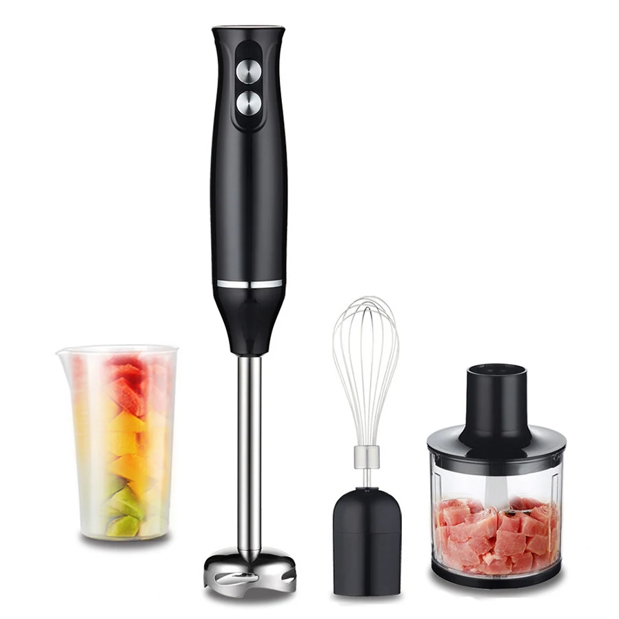 

4-in-1 Hand Stick Blender Mixer Stainless Steel Immersion Vegetable Meat Grinder Chopper Whisk Smoothie Cup Blenders for Home