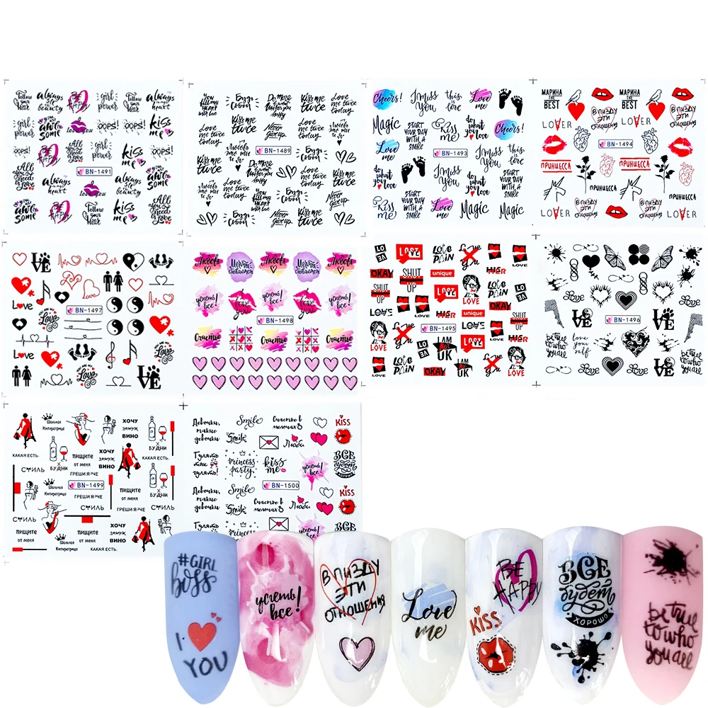 33 шт. водные наклейки для ногтей набор Русские слова сексуальный женский дизайн